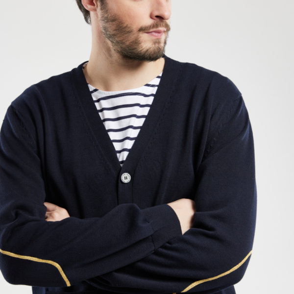 ARMOR-LUX Cardigan avec coudières – coton Homme Marine deep 3XL