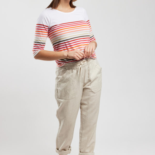 ARMOR-LUX Pantalon taille élastique – coton et lin Femme Ivory Cream XXXL – 48