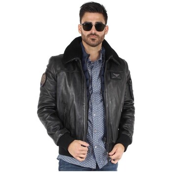 Blouson Patrouille De France  Blouson Redskins Rafal Ycon en cuir ref_trk42319 Noir - Patrouille De France