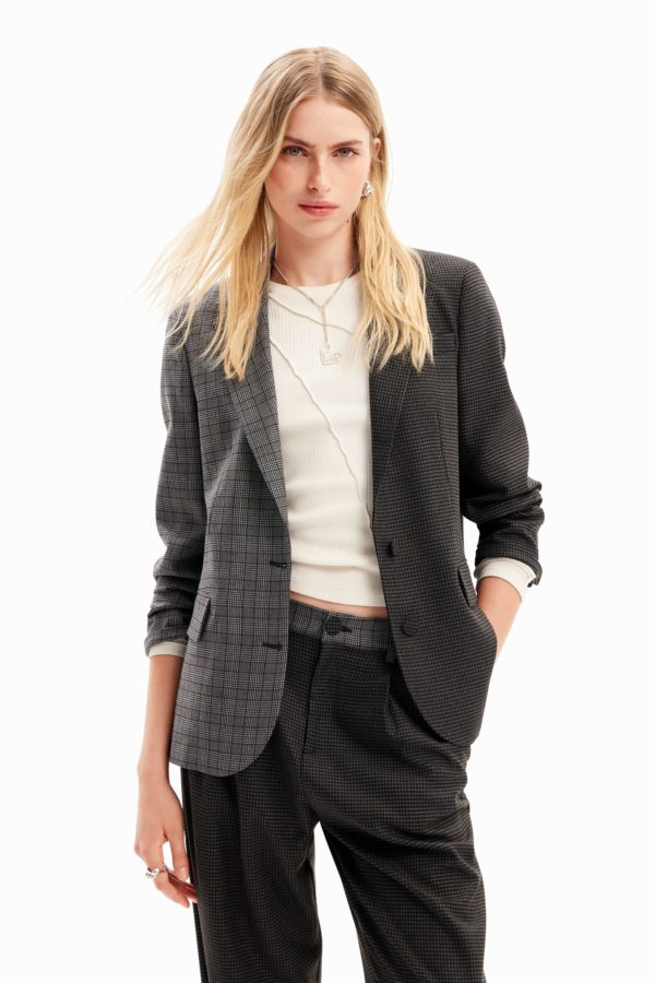 Blazer droit patchwork pied-de-poule Desigual