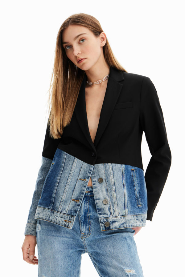 Blazer slim hybride bi-matière Desigual