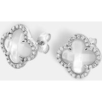 Boucles oreilles clous en or blanc nacre et diamants – Morganne Bello
