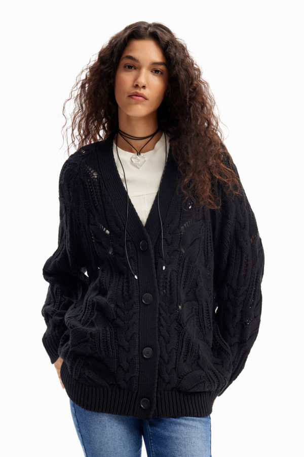 Cardigan oversize motif ajouré Desigual