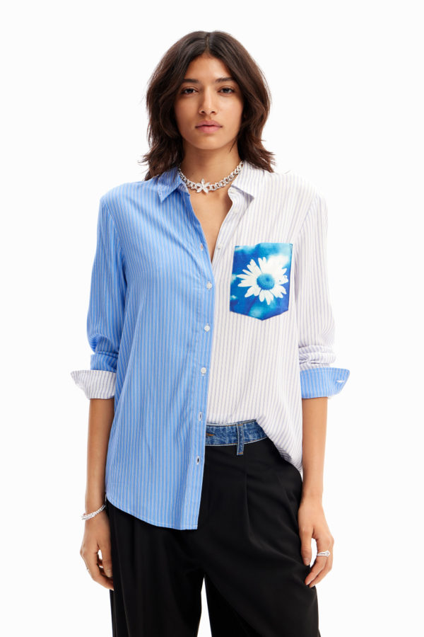 Chemise patchwork rayures fleur Desigual