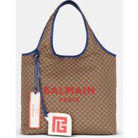 Grocery Bag en toile monogramme et cuir lisse – Balmain