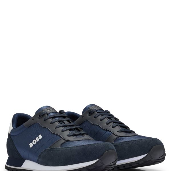 Baskets style chaussures de course avec finitions en similicuir – Hugo Boss