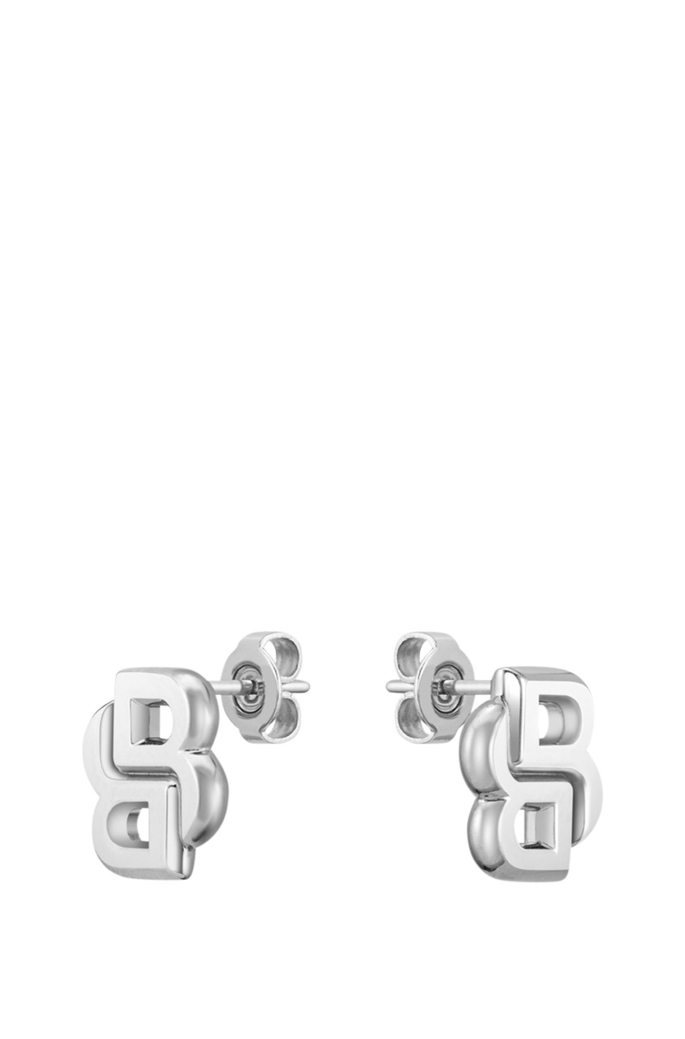 Hugo Boss Boucles d’oreilles argentées à double monogramme B