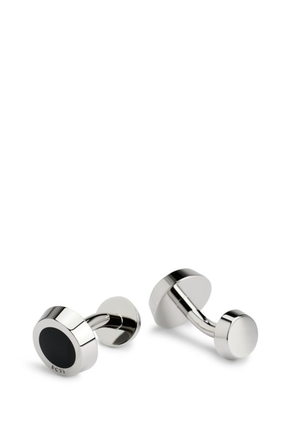 Hugo Boss Boutons de manchette ronds à insert en émail et logo gravé