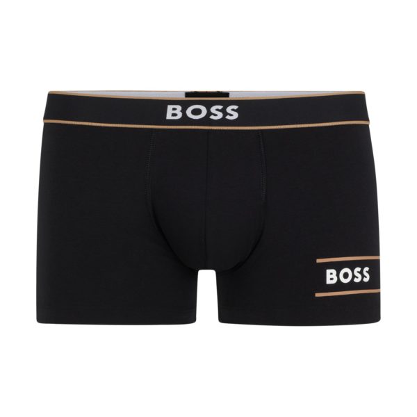 Boxer court en coton stretch avec rayures et logos – Hugo Boss