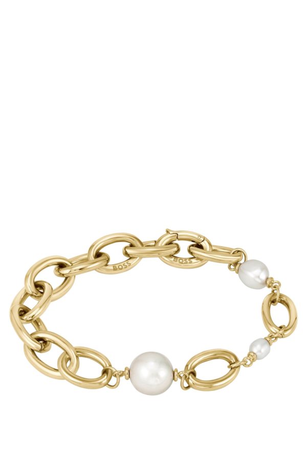 Hugo Boss Bracelet chaîne doré avec perles d’eau douce