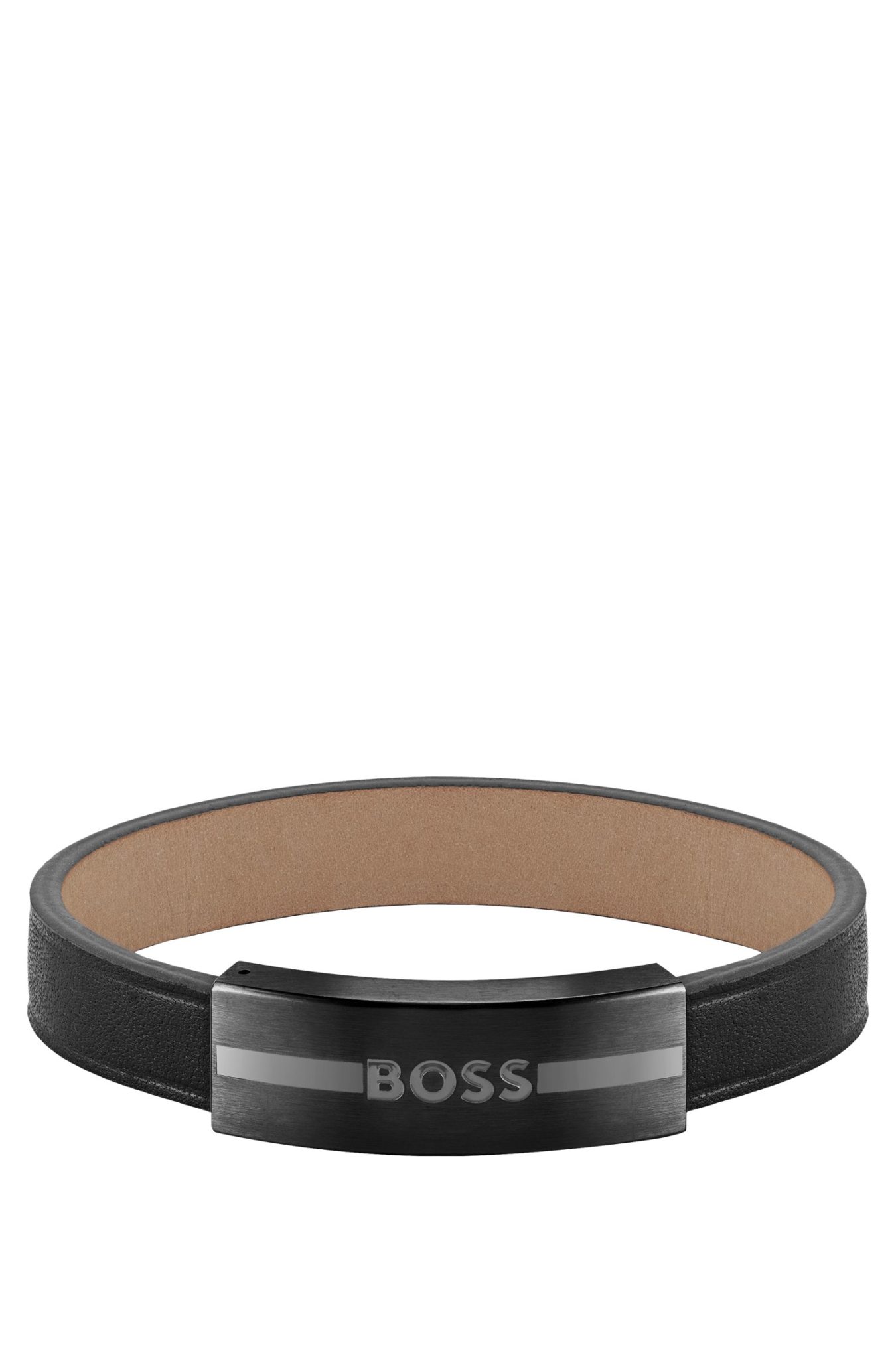 Hugo Boss Bracelet en cuir avec plaquette logo en émail
