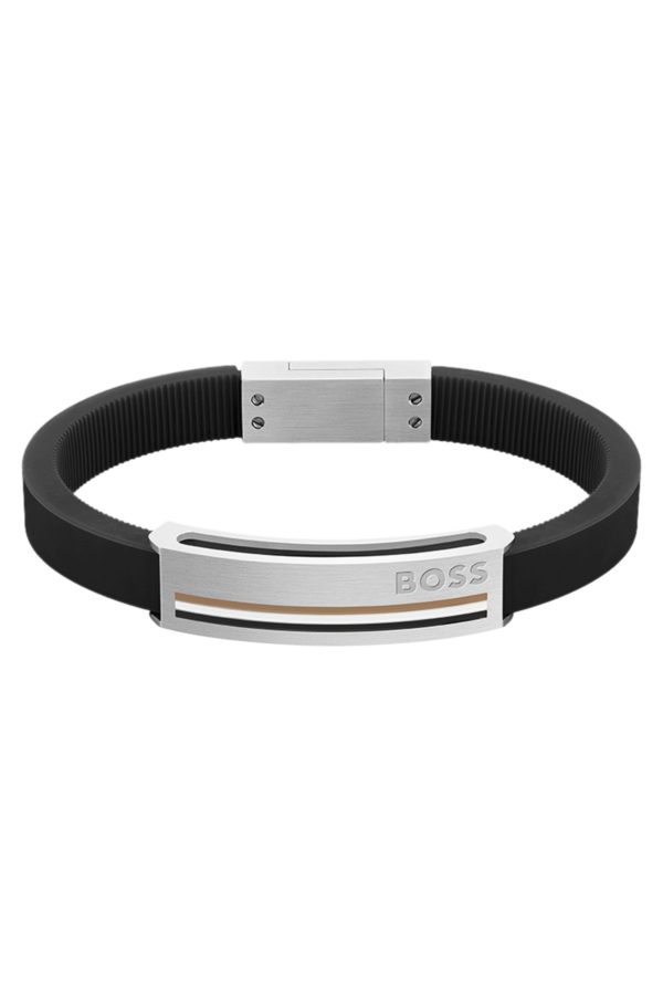 Hugo Boss Bracelet en silicone avec plaquette à logo embossé: Medium