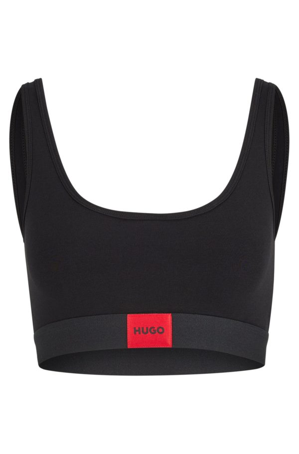 Hugo Boss Brassière en coton stretch avec étiquette logotée rouge
