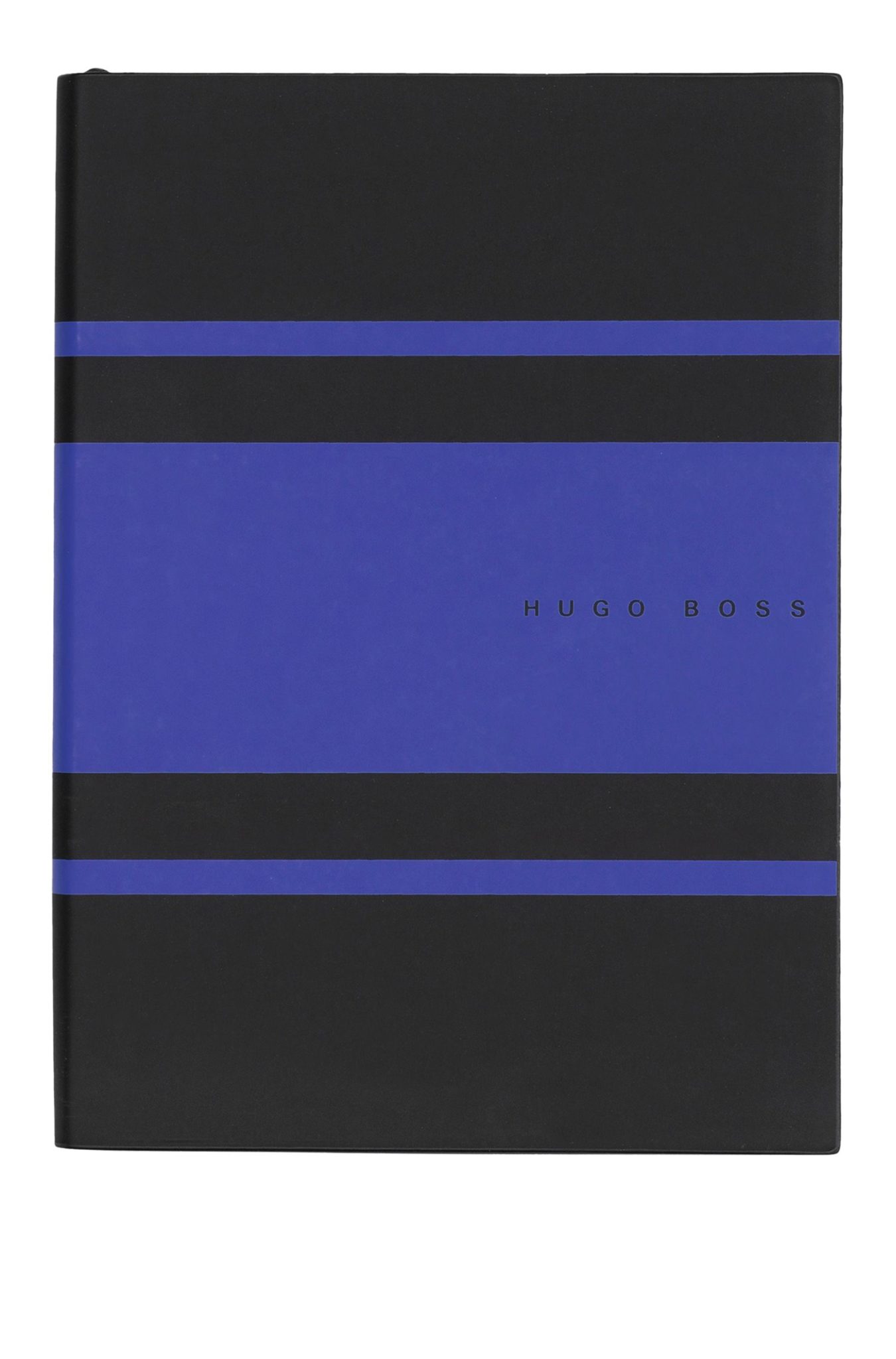 Hugo Boss Carnet A5 en similicuir à rayures bleues