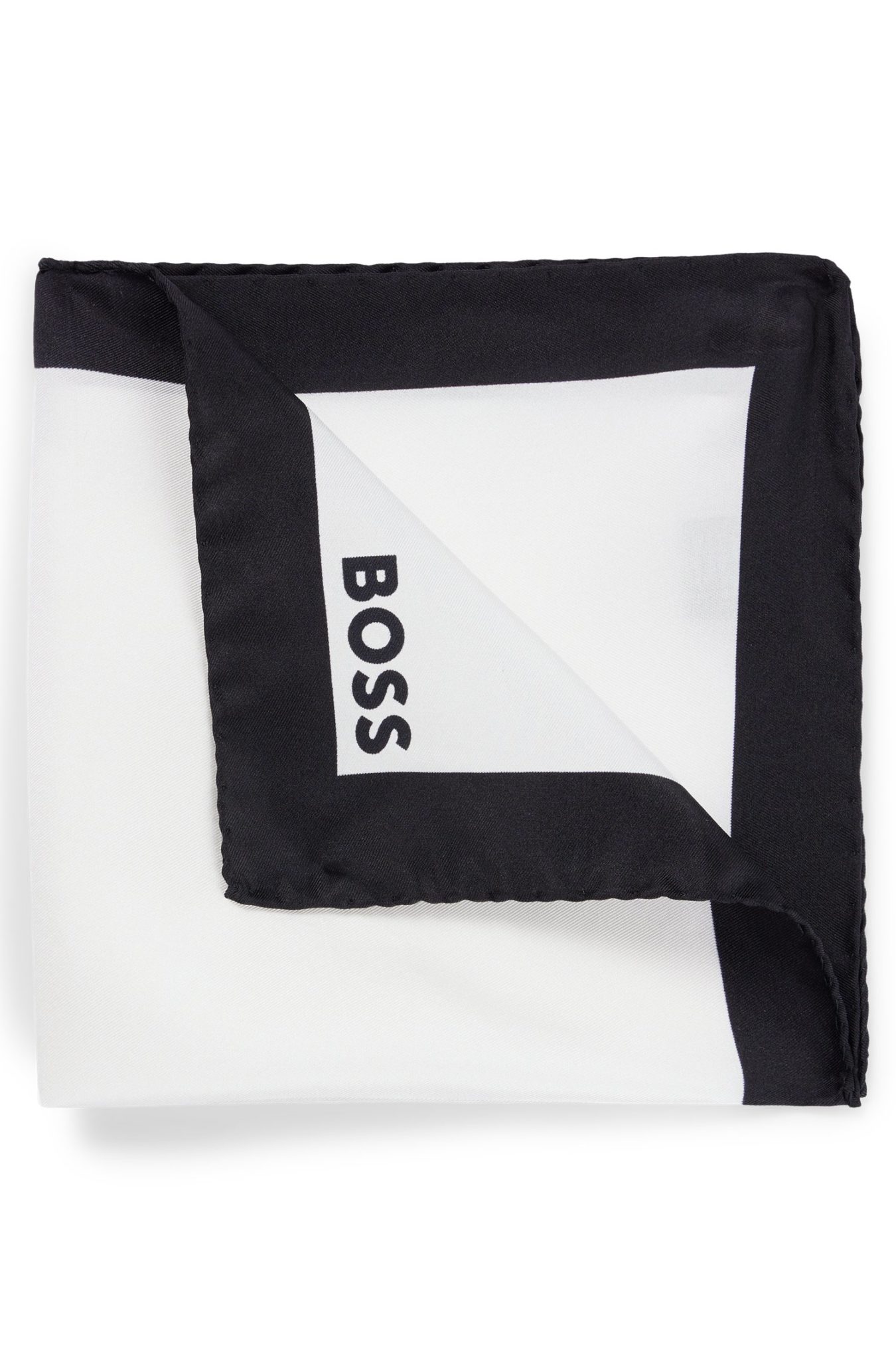Hugo Boss Carré de poche en soie avec bordure et logo