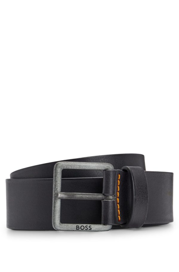 Hugo Boss Ceinture en cuir avec logo et garniture en ruthénium foncé