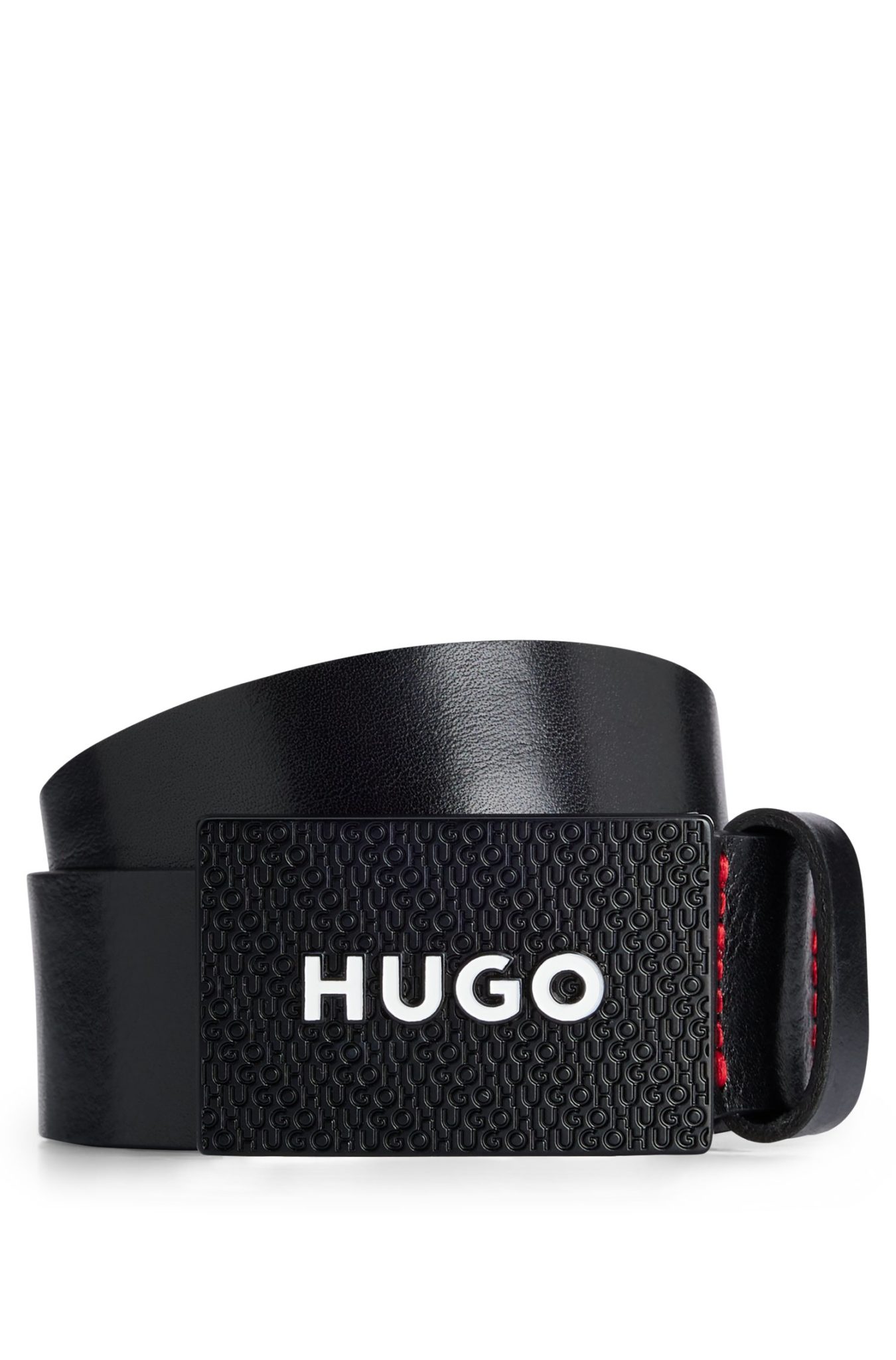 Hugo Boss Ceinture en cuir italien avec boucle plate à logo