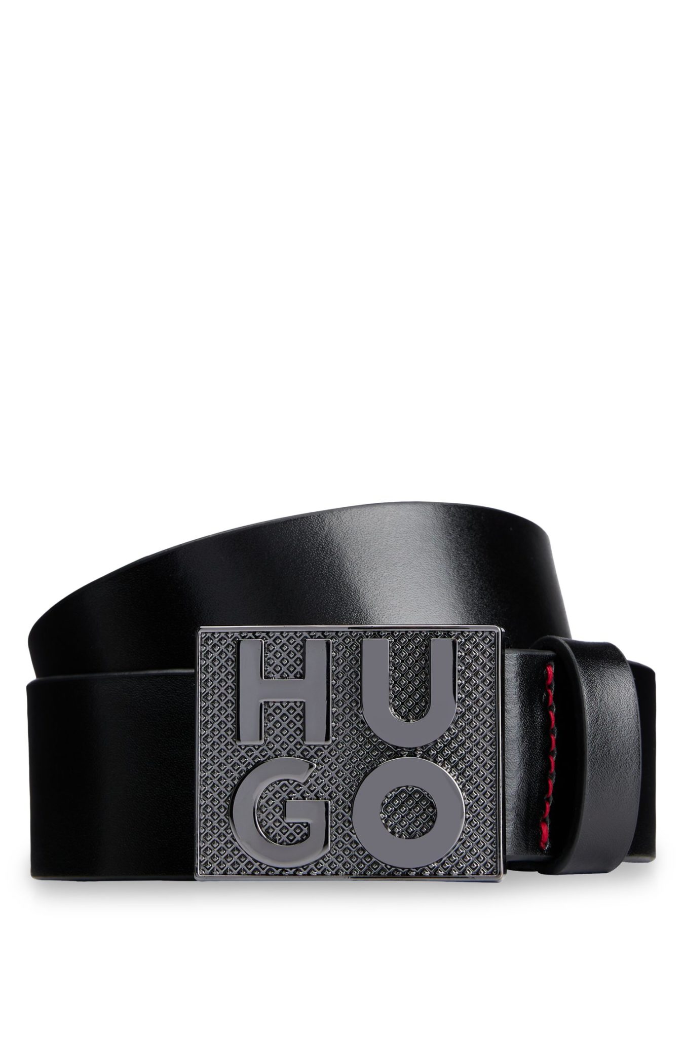 Hugo Boss Ceinture en cuir italien avec boucle plate à logo revisité