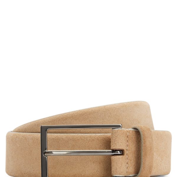 Hugo Boss Ceinture en cuir suédé avec logo et boucle couleur acier