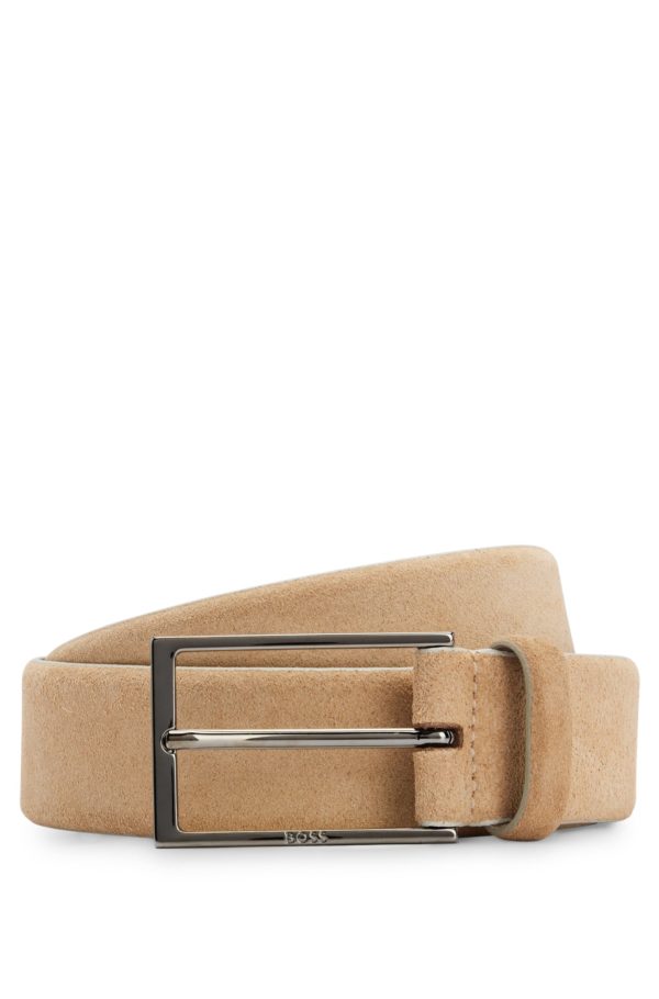 Hugo Boss Ceinture en cuir suédé avec logo et boucle couleur acier