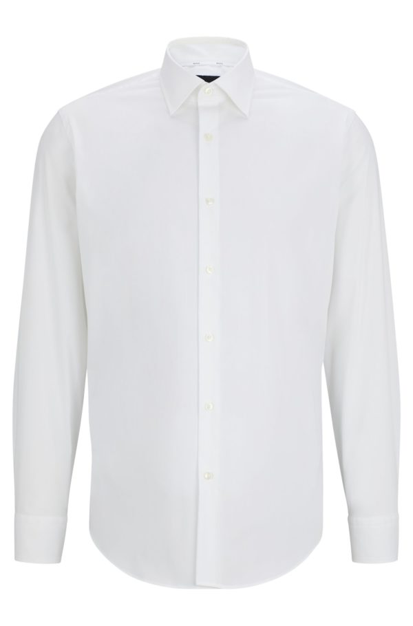 Hugo Boss Chemise Regular Fit à rayures en popeline de coton stretch facile à repasser