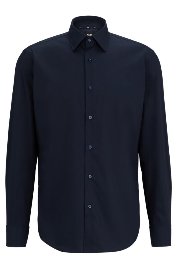 Hugo Boss Chemise Regular Fit à rayures en popeline de coton stretch facile à repasser