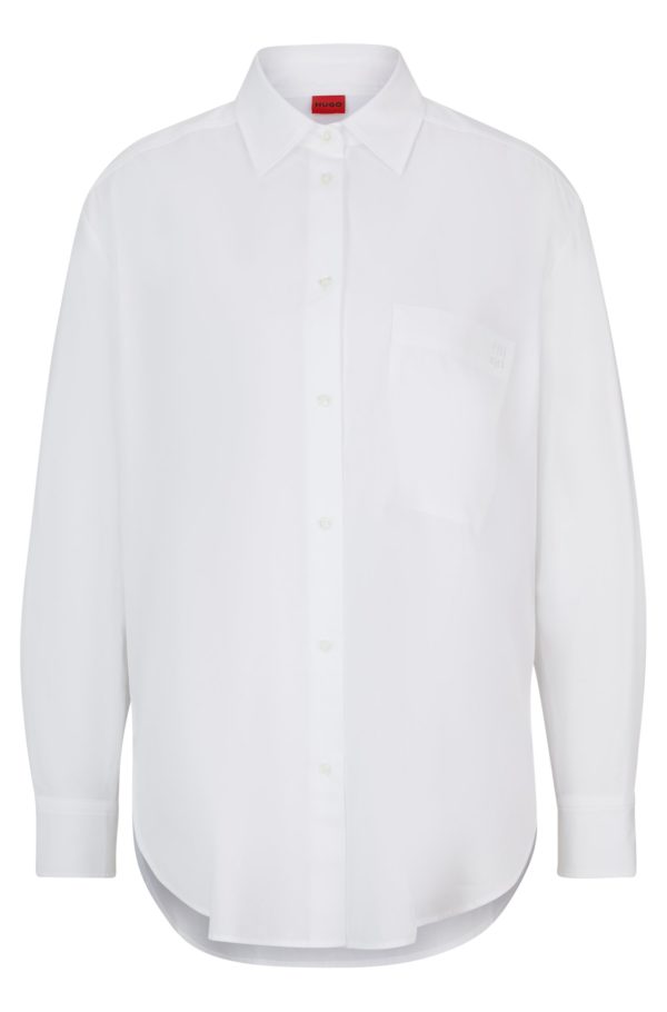 Hugo Boss Chemisier Oversize en toile de coton avec logo brodé