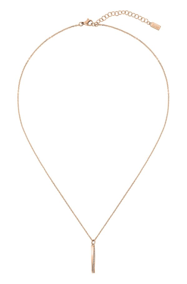 Hugo Boss Collier à pendentif torsadé avec finition dorée et cristaux