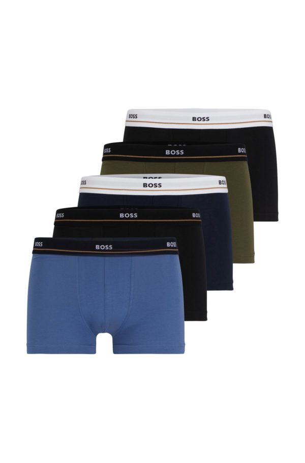 Hugo Boss Lot de cinq boxers courts en coton stretch avec taille logotée