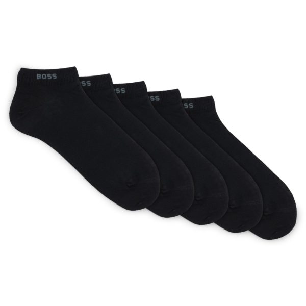 Lot de cinq paires de chaussettes basses en coton mélangé avec logo – Hugo Boss