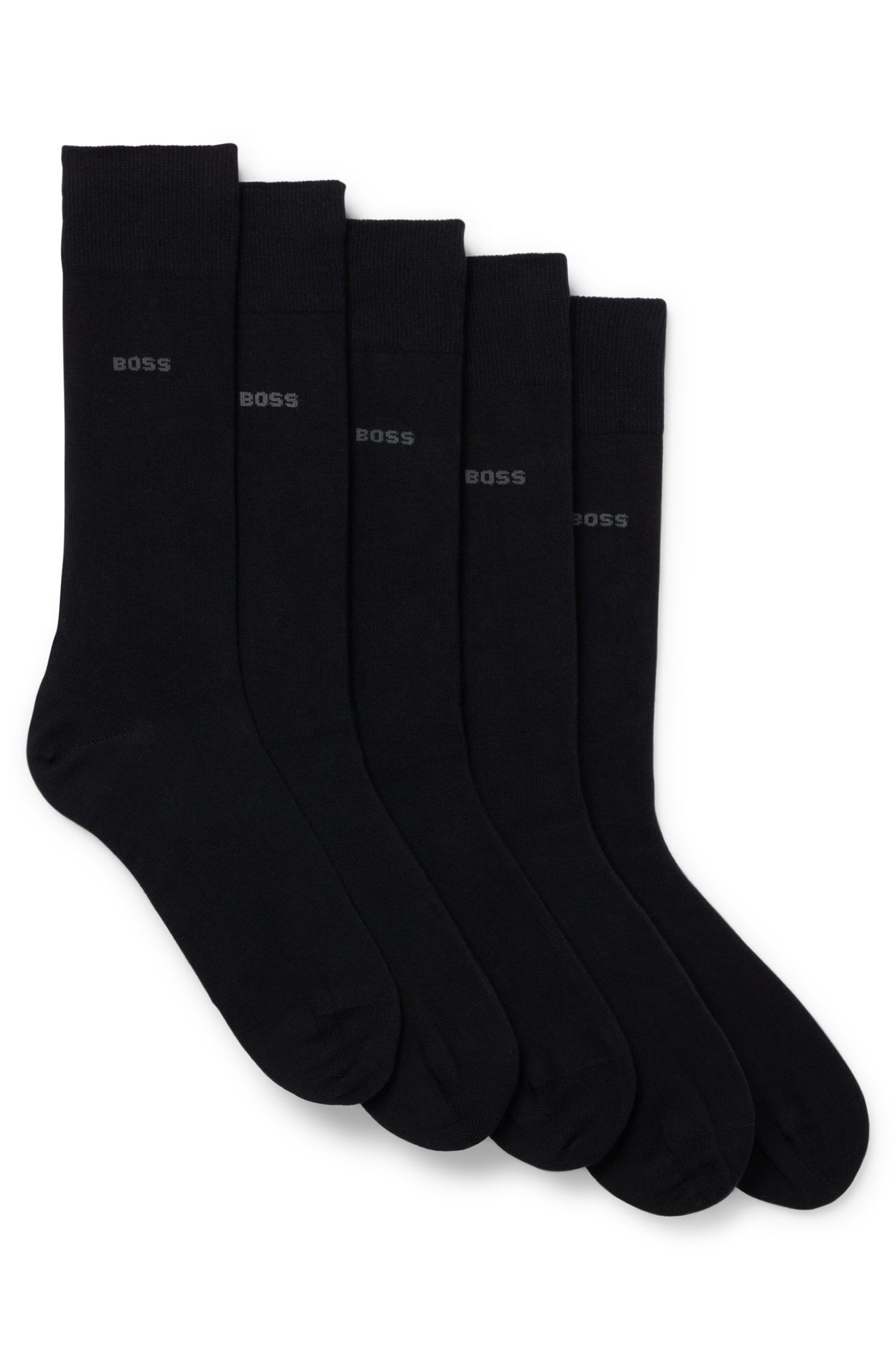 Hugo Boss Lot de cinq paires de chaussettes mi-mollet en coton mélangé