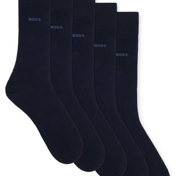 Lot de cinq paires de chaussettes mi-mollet en coton mélangé – Hugo Boss