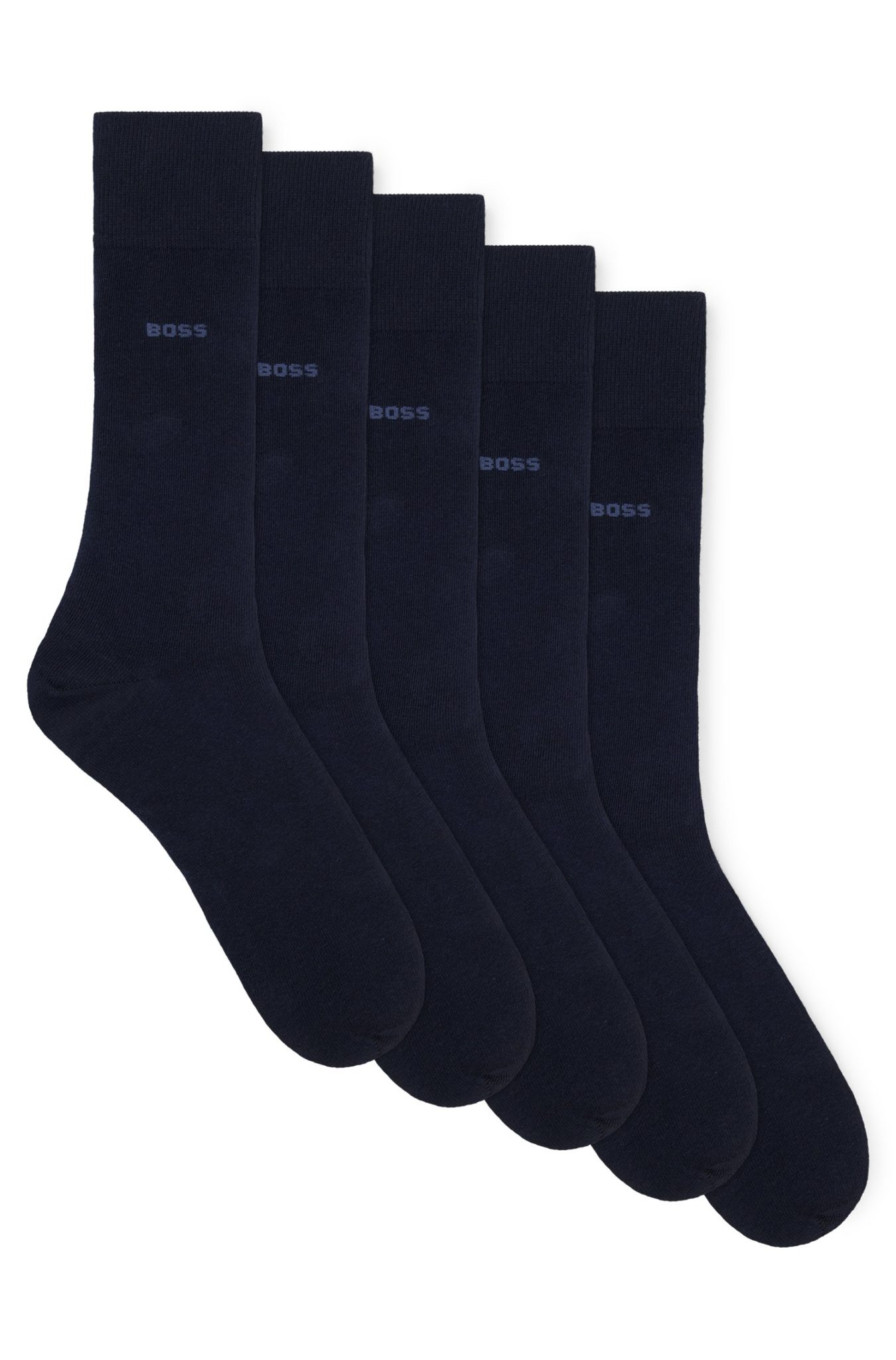 Hugo Boss Lot de cinq paires de chaussettes mi-mollet en coton mélangé