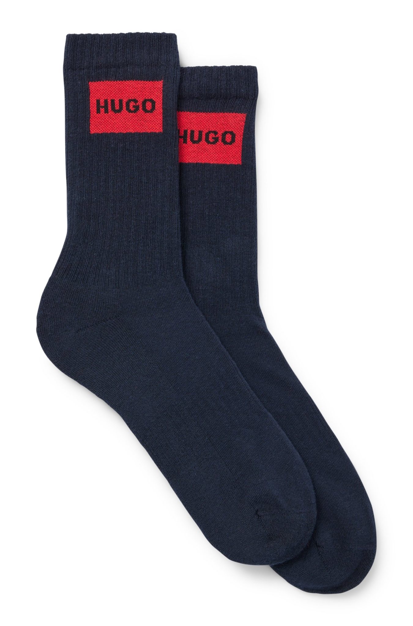 Hugo Boss Lot de deux paires de chaussettes mi-mollet à logos rouges