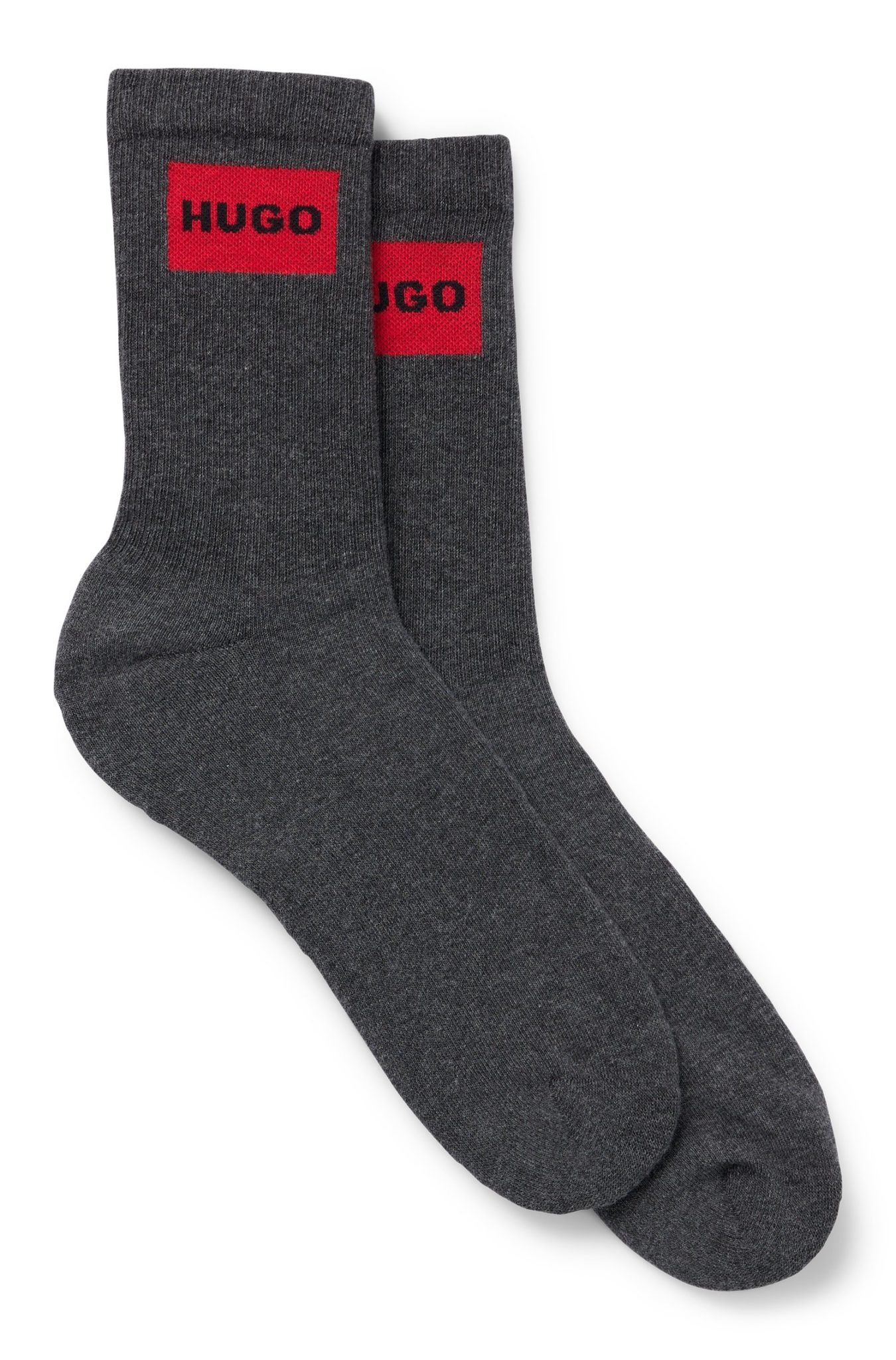 Hugo Boss Lot de deux paires de chaussettes mi-mollet à logos rouges