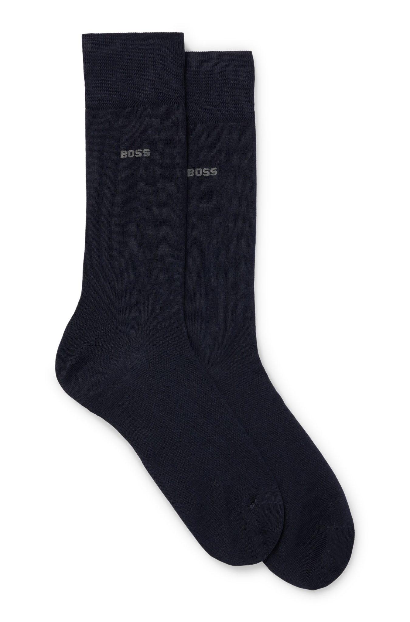 Hugo Boss Lot de deux paires de chaussettes mi-mollet en coton stretch