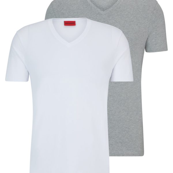 Lot de deux t-shirts à col V en coton stretch – Hugo Boss