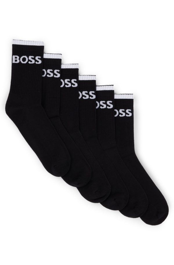 Hugo Boss Lot de six paires de chaussettes courtes côtelées en coton mélangé
