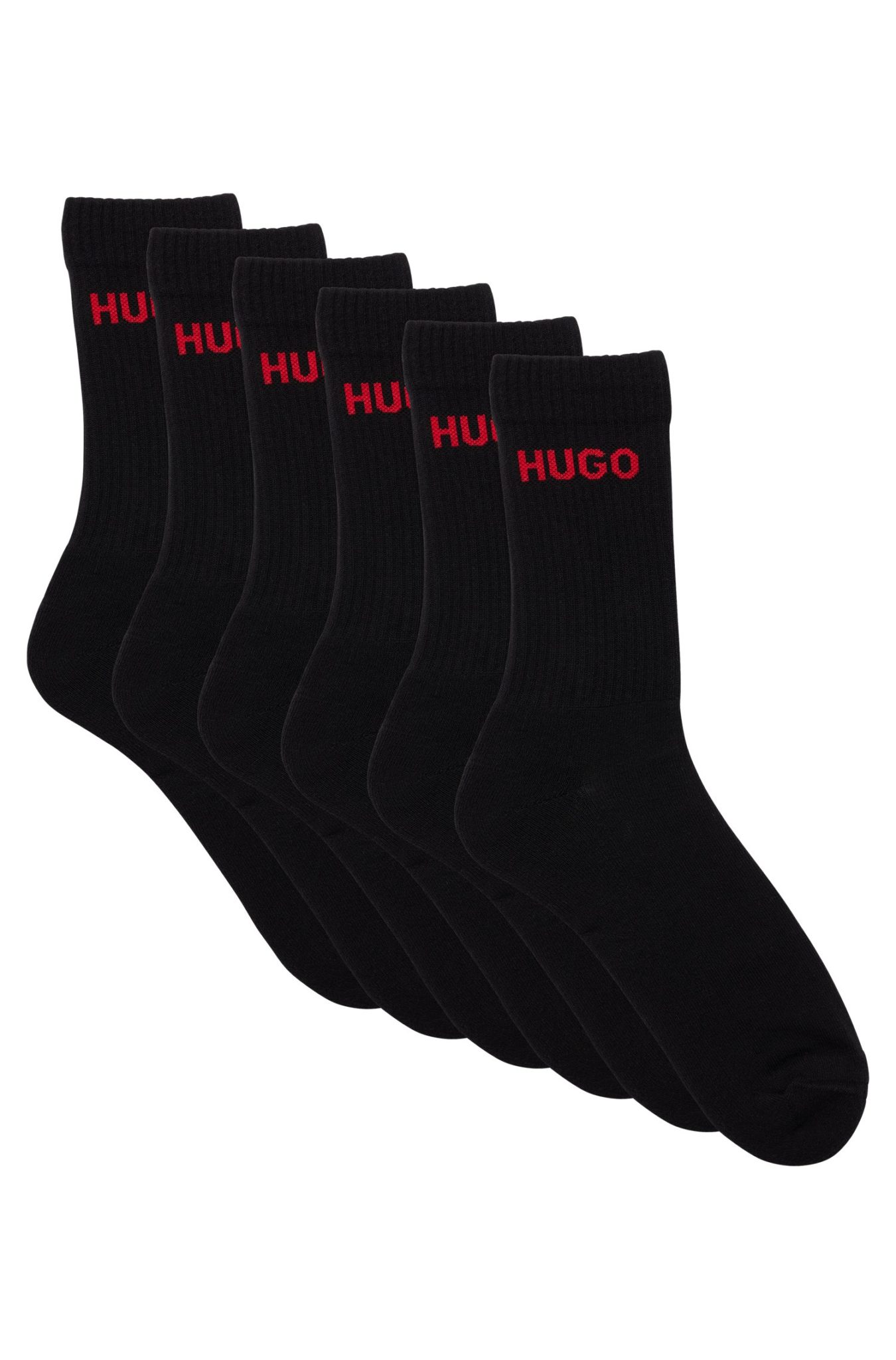 Hugo Boss Lot de six paires de chaussettes mi-mollet à logo