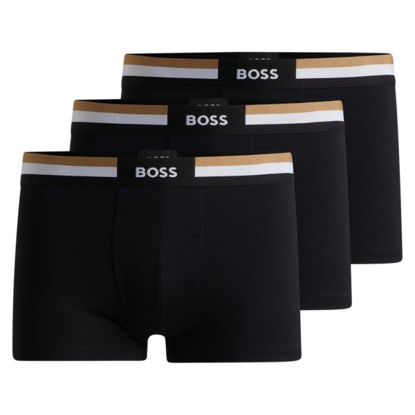 Lot de trois boxers courts en coton mélangé avec taille emblématique – Hugo Boss