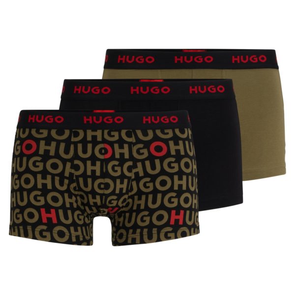 Lot de trois boxers courts en coton stretch avec taille logotée – Hugo Boss