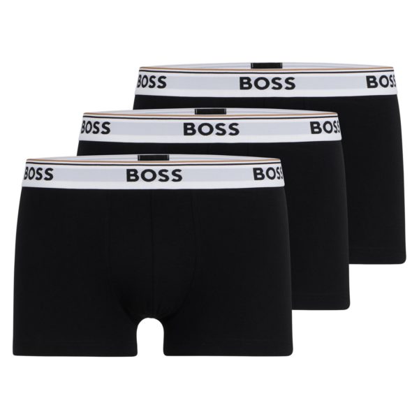 Lot de trois boxers courts en coton stretch ornés de logos à la taille – Hugo Boss