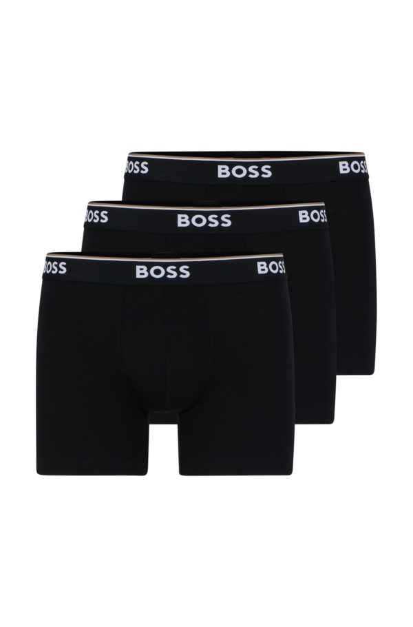 Hugo Boss Lot de trois boxers longs en coton stretch avec logos