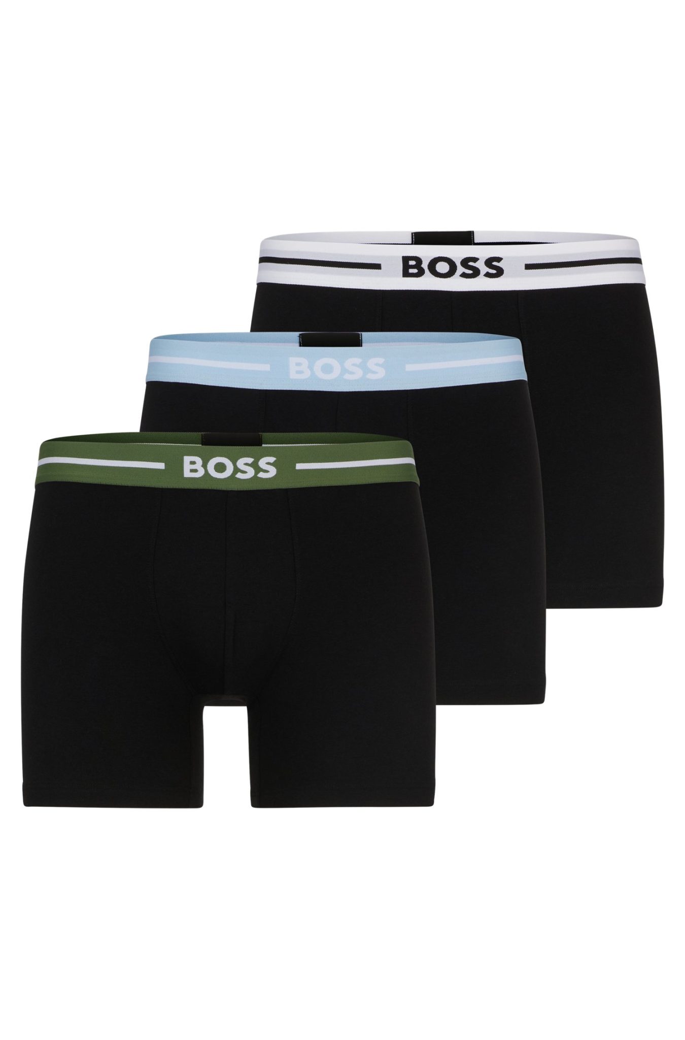 Hugo Boss Lot de trois boxers longs en coton stretch avec logos