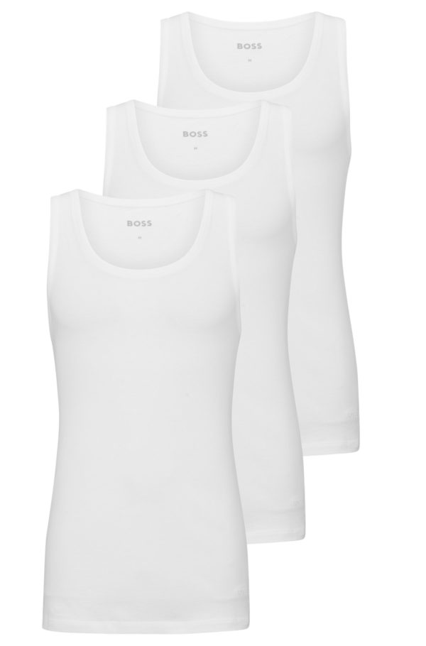 Hugo Boss Lot de trois débardeurs en coton à logos brodés