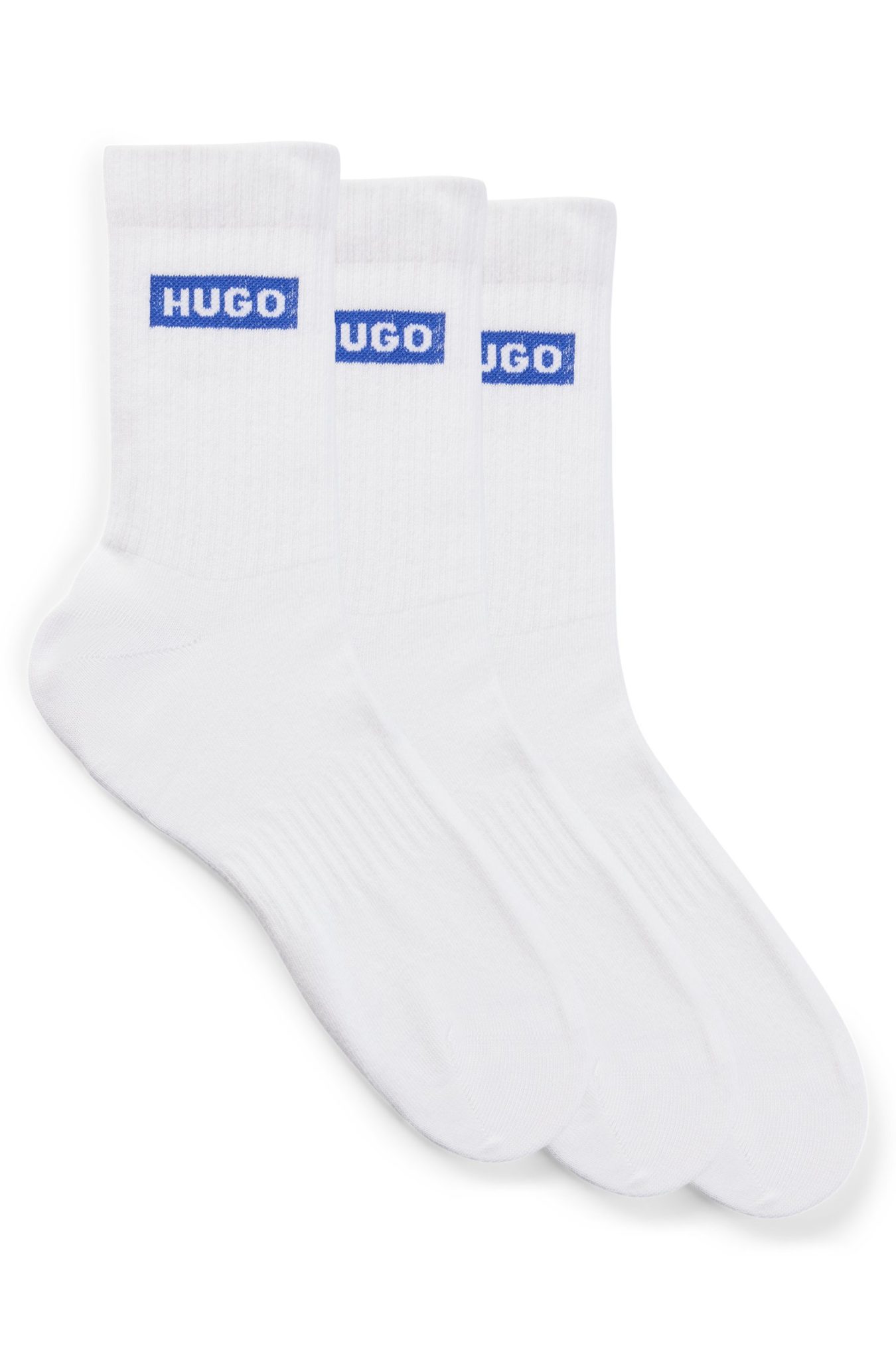 Hugo Boss Lot de trois paires de chaussettes à logos bleus