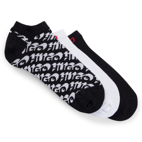 Lot de trois paires de chaussettes basses en coton mélangé à logos – Hugo Boss