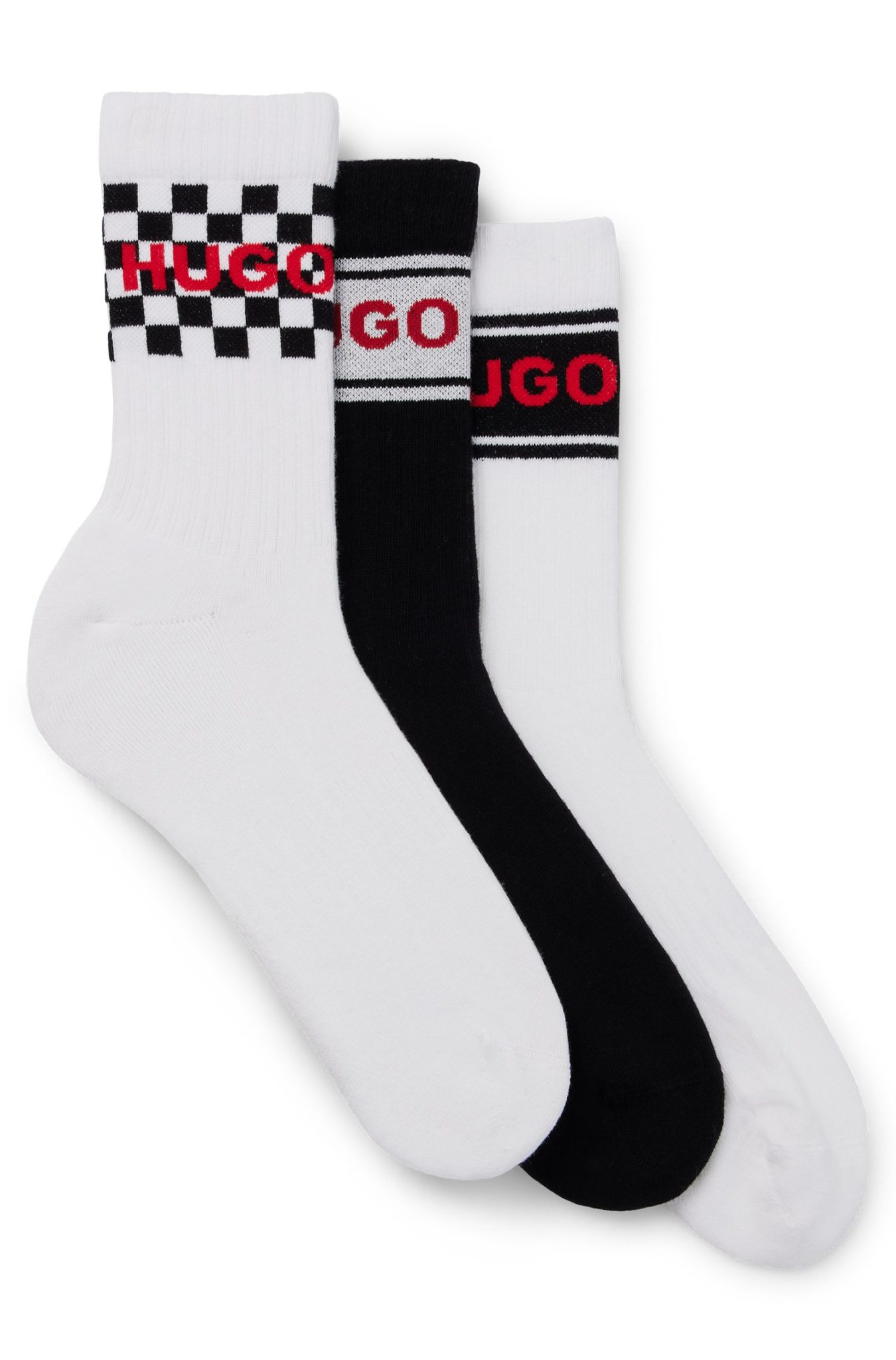 Hugo Boss Lot de trois paires de chaussettes courtes à logo en coton mélangé