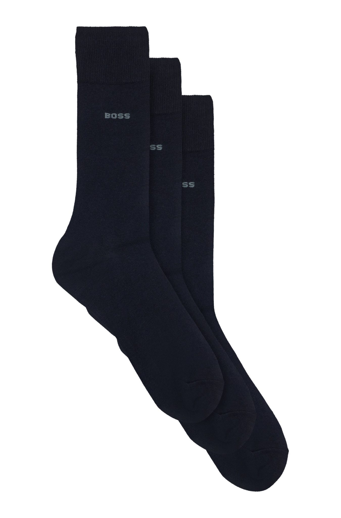 Hugo Boss Lot de trois paires de chaussettes mi-mollet en maille stretch