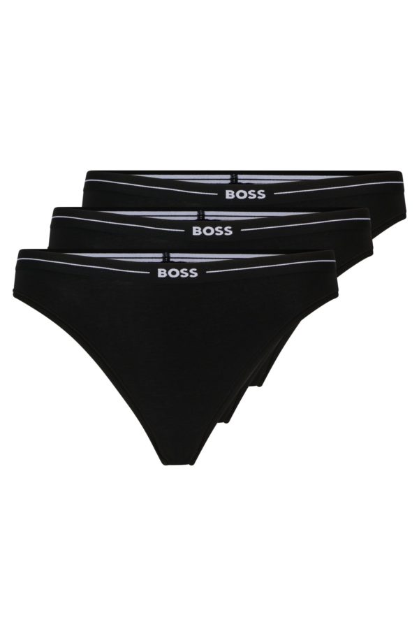 Hugo Boss Lot de trois slips en coton stretch avec logos à la taille